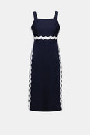 Twill Straight Dress - Midnight Blue/white