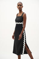 Twill Straight Dress - Black/white