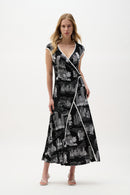 Print Fit And Flare Dress - Black/vanilla