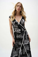 Print Fit And Flare Dress - Black/vanilla