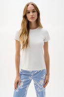 Silky Knit Fitted T-Shirt - Vanilla