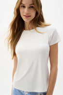 Silky Knit Fitted T-Shirt - Vanilla