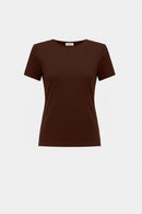 Silky Knit Fitted T-Shirt - Mahogany
