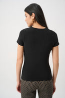 Joseph Ribkoff Silky Knit Fitted T-Shirt - Black