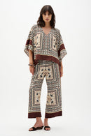 Georgette Print Poncho Top - Beige/multi