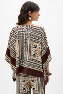 Georgette Print Poncho Top - Beige/multi