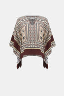 Georgette Print Poncho Top - Beige/multi