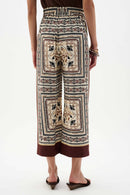 Scarf Print Wide-Leg Trouser - Beige/multi