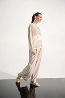 Straight Hooded Zip Jacket - Vanilla/gold