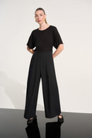 Pull-On Wide Leg Trousers - Black