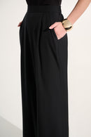 Pull-On Wide Leg Trousers - Black