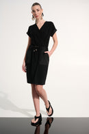 Straight Wrap Dress - Black