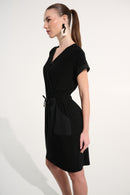 Straight Wrap Dress - Black