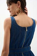 Denim Fit And Flare Dress - Denim Medium Blue
