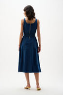 Denim Fit And Flare Dress - Denim Medium Blue