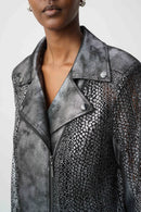 Foiled Faux Suede Jacket - Black/gunmetal