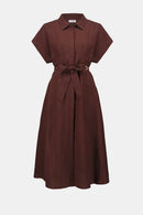 Linen Blend Shirt Dress - Mahogany