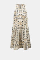 uScarf Print A-Line Dress - Beige/multi