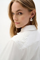 Lace Embroidery Denim Jacket - White