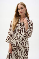Animal Print A Line Blouse - Beige/brown