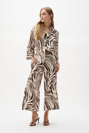 Animal Print A Line Blouse - Beige/brown