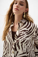 Animal Print A Line Blouse - Beige/brown