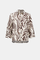 Animal Print A Line Blouse - Beige/brown