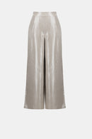 Foiled Linen Wide Leg Trouser - Champagne