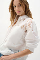 Cotton Lace Boxy Blouse - White