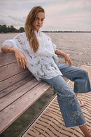 Cotton Lace Boxy Blouse - White