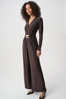 Wide-Leg Wrap Jumpsuit - Mocha