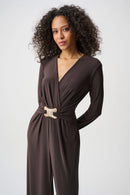 Wide-Leg Wrap Jumpsuit - Mocha