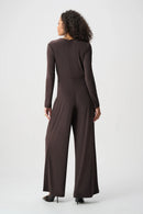 Wide-Leg Wrap Jumpsuit - Mocha