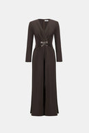 Wide-Leg Wrap Jumpsuit - Mocha