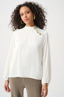 Satin Stand-Collar Top - Winter White