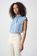 Satin Turtleneck Top - Chambray