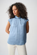 Satin Turtleneck Top - Chambray