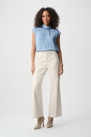 Satin Turtleneck Top - Chambray