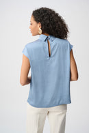 Satin Turtleneck Top - Chambray