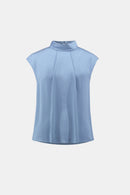 Satin Turtleneck Top - Chambray