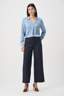 Satin Shirt-Collar Tunic - Chambray