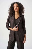 Shawl Collar Fringed Coat - Brown