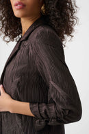 Shawl Collar Fringed Coat - Brown