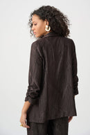 Shawl Collar Fringed Coat - Brown