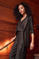 Pleated Satin V-Neck Top - Mocha
