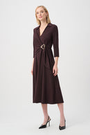 Herringbone Wrap Dress - Berry/black