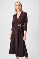 Herringbone Wrap Dress - Berry/black