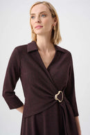 Herringbone Wrap Dress - Berry/black