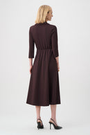 Herringbone Wrap Dress - Berry/black