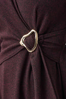 Herringbone Wrap Dress - Berry/black